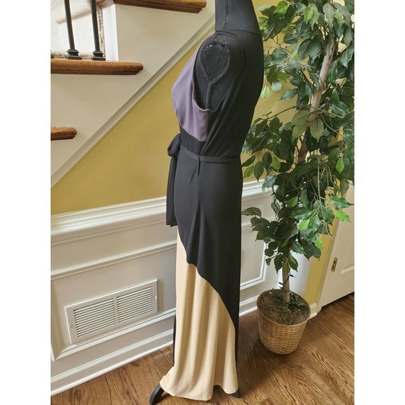 Dot's Maxi Dress Size M Black Tan Gray Chevron - Picture 6 of 11
